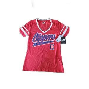 New Era Los Angeles Clippers Women's NBA Red V Neck T-Shirt Medium‎  Fan Gear